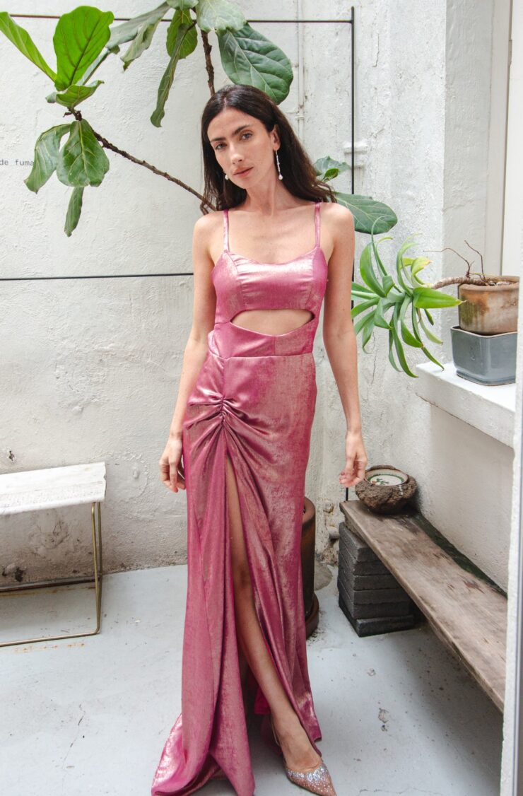 Libra Dress in Shimmer Pink